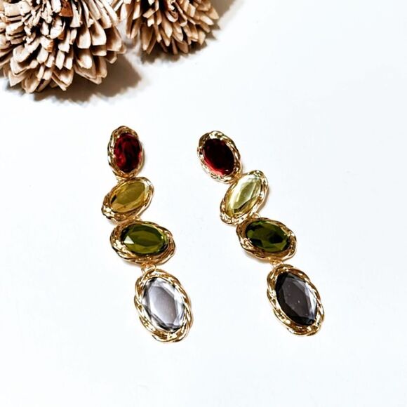 Crystal drop earrings M175 - Picture 3 of 7